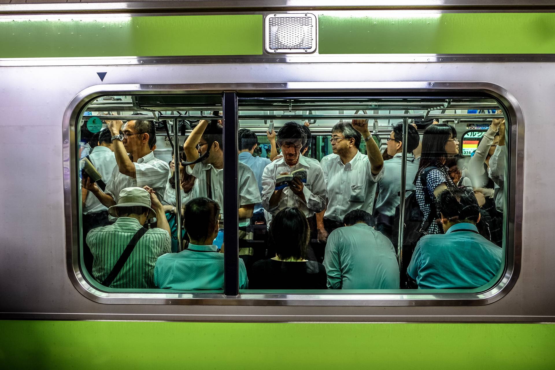 A packed Japanese Train
